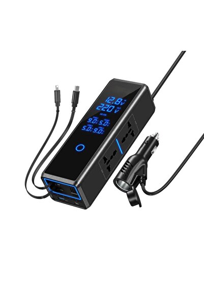 Tradeo 300W Car Power Inverter with Dual AC Sockets, Pure Sine Wave & Retract...