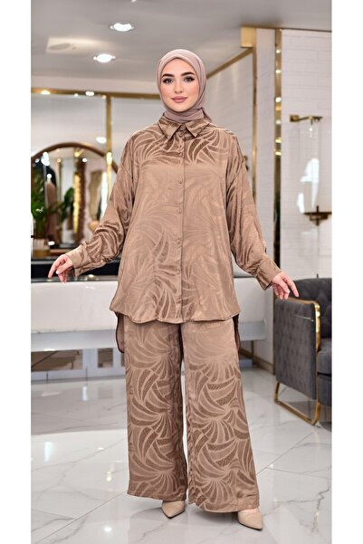 EB SCARF Двукомпонентен костюм от сатенен жакард с копринен блясък