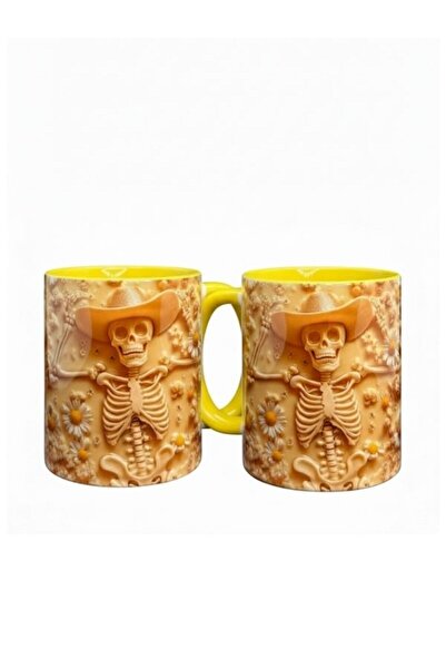 Viyalente 2-Piece 300 ml Skeleton Concept Porcelain Mug Machine Washable