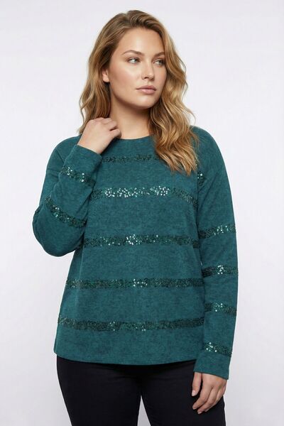Stil Diva Великий розмір, зелений светр з паєтками 502732