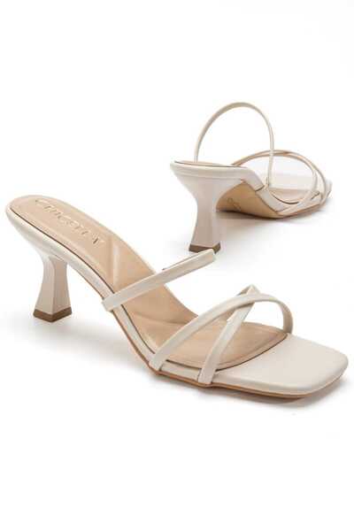 CHICELLA Larin Beige Short Heeled Women's Slippers