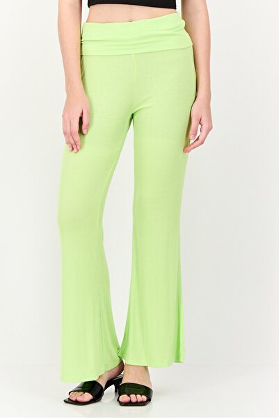 aerie Women Regular Fit Ribbed Flare Pants, Green