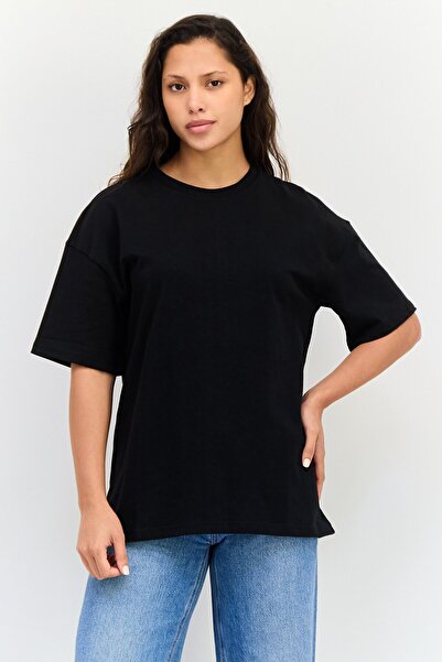Koton Ole By Women Crew Neck Short Sleeves Solid T-Shirt, Black