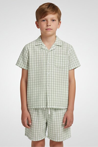 Freestyle طقم ملابس للأطفال الأولاد مكون من قطعتين، قميص وشورت بنقشة مربعات، ...