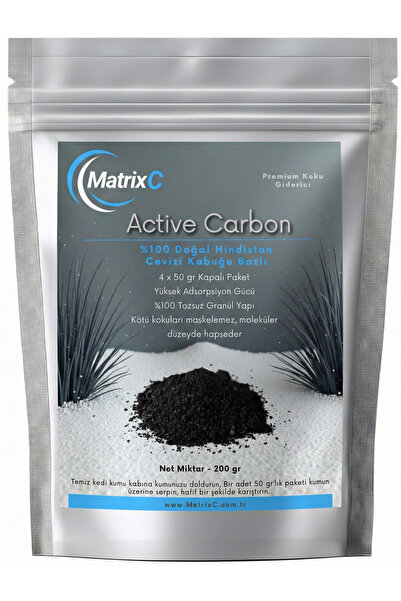 MatrixC Aktif Karbon Premium Hindistan Cevizi Bazlı 200 gr - Kedi Kumu Koku G...