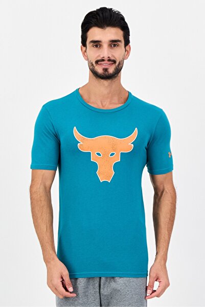 Under Armour تيشيرت رجالي فضفاض بأكمام قصيرة من بروجكت روك، لون أخضر مخضر