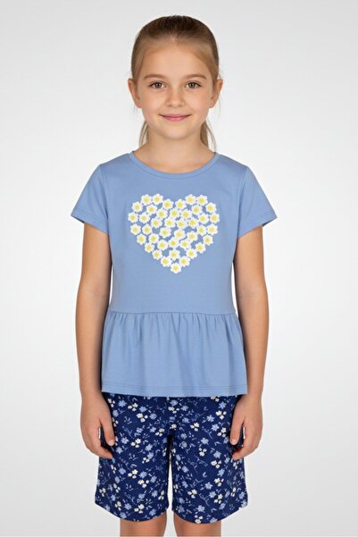 Freestyle طقم تيشيرت وشورت مطبوع عليه زهور للبنات، 4 قطع، متعدد الألوان
