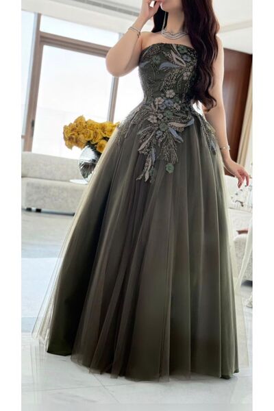 ARENA-SA Luxurious olive green evening dress 🌿