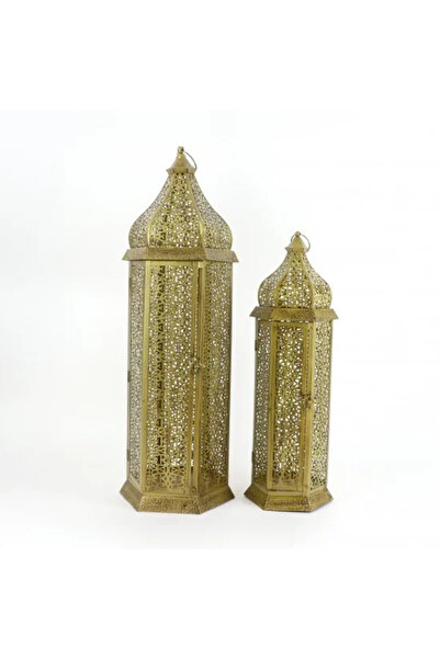 Generic Gold metal lantern set - 2 sizes