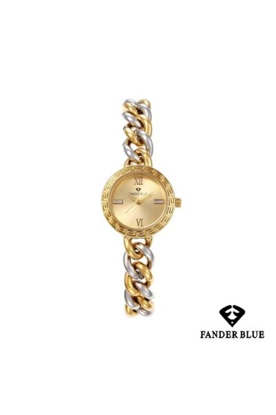 FANDER BLUE ساعة فيندربلو النسائية المصنوعة من الفولاذ مع مينا ذهبي