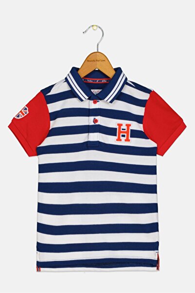 Hamleys Toddlers Boy Spread Collar Embroidered Logo Short Sleeve Polo, Multic...