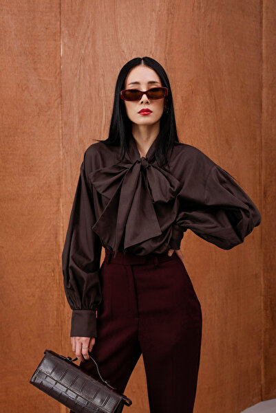 HOPE AND ME Balloon Sleeve Tie Collar Shirt