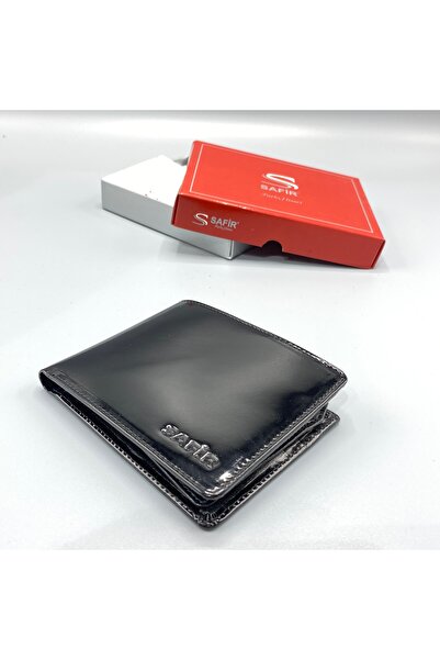 SAFİR Hediyelik Erkek Cüzdan Siyah Parlak Rugan