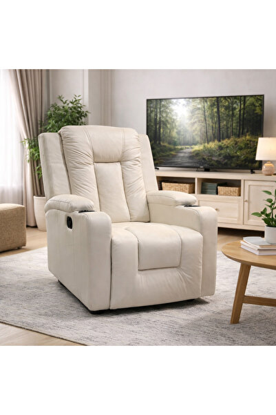 terndat Beige Rocking and Swivel Recliner Chair