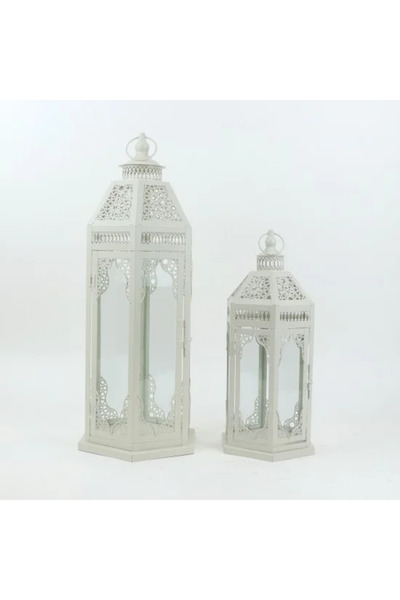 Generic Metal and glass lantern set with Islamic motifs – 2 sizes