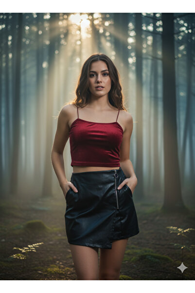 Foola Moda 3 adet İnci kadife Crop