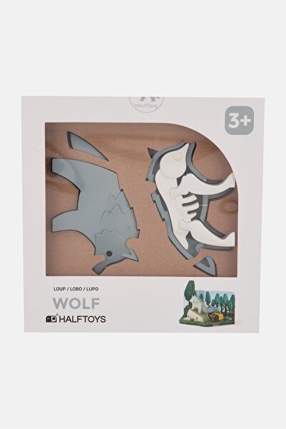 Halftoys Magnetic Assembly Wolf Friend Puzzles, Grey