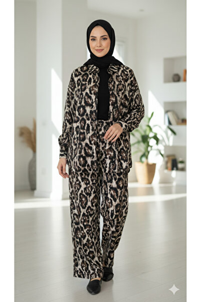 EB SCARF Leopard Patterned Double Suit
