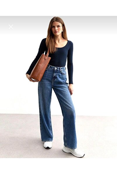 FRİYA Women's Red Long Sleeve, Deep Pool Neck Blouse, Ribbed Camisole Fabric