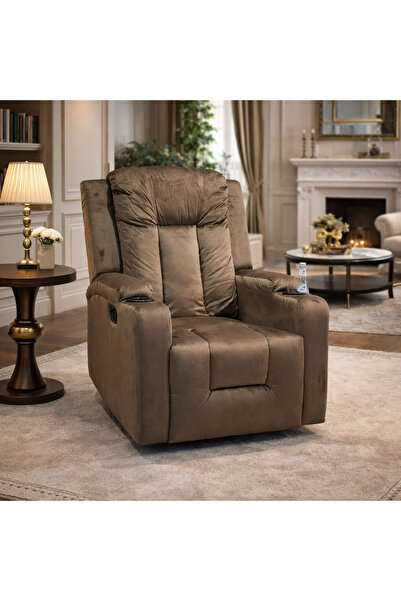 terndat Brown Rocking and Swivel Recliner Chair