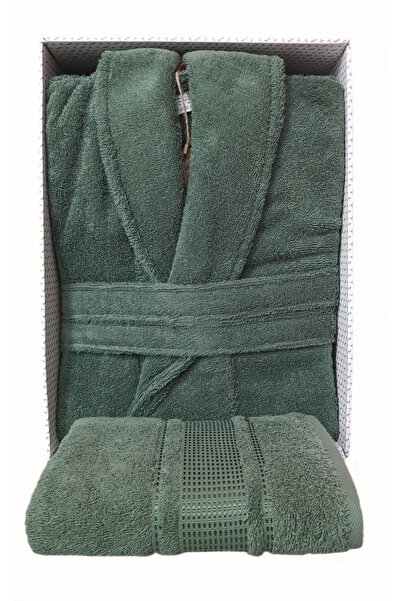 Özdilek Özdilek Colourist Şalyaka Bornoz + Baş Havlusu- Zümrüt Yeşili
