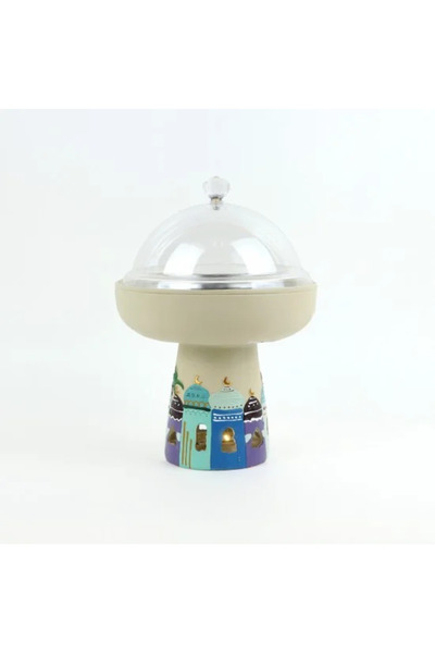 Generic Serving dish with acrylic lid and Ramadan base, beige and colored