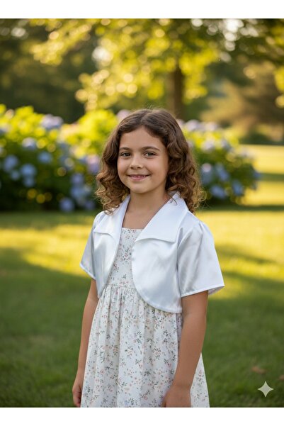 hisarpretty Girls' Satin Short-Sleeved Bolero Classic Collar Evening Dress Ja...