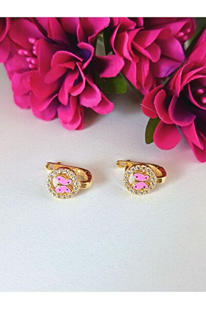 IAMIRA Silver earrings for girls with pink butterfly