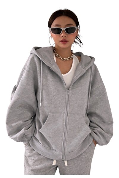 SAAT TEKSTİL Cardigan Black Zippered Hoodie