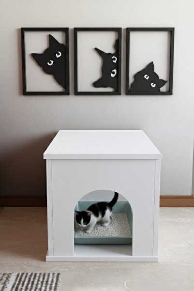 ODESSIA PET Sandık Kapalı Kedi Tuvaleti Antre Mobilyası 65cm