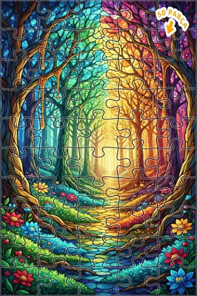 Teona Ahşap لغز خشبي بإطار مزدوج الطبقات من Rainbow Forest Road 50 قطعة 15x25