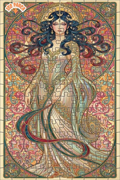 Teona Ahşap Art Nouveau Moon Goddess Double Layer Framed Wooden Puzzle 150 Pi...