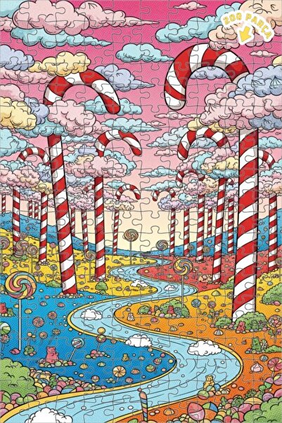 Teona Ahşap لغز خشبي مؤطر بطبقتين من فن القصص المصورة الخيالية لـ "أرض الحلوى...