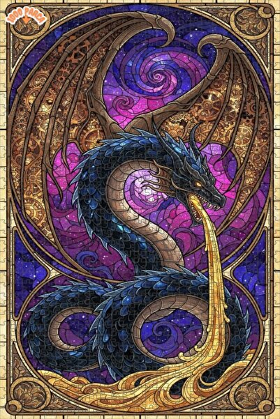 Teona Ahşap لغز خشبي مؤطر بطبقة مزدوجة مطبوع عليه فن التنين السحري 1000 قطعة ...