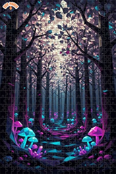 Teona Ahşap Mysterious Forest Sparkle Geometric Art 500 Pieces 50X30