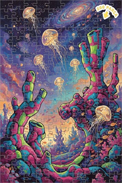 Teona Ahşap لغز خشبي مؤطر بطبقتين بتصميم قنديل البحر الفلكي 200 قطعة 25×35