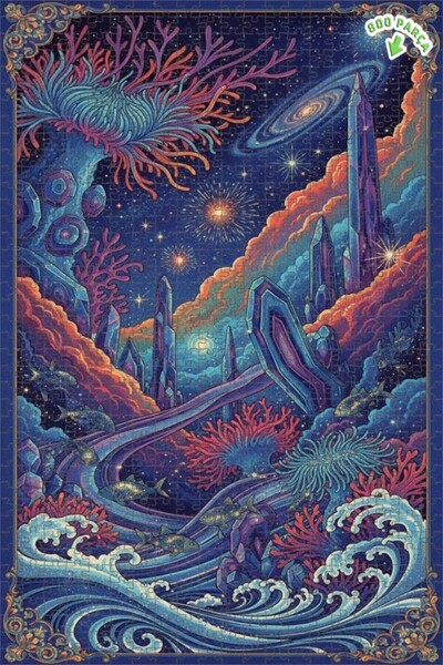 Teona Ahşap لغز خشبي رائع ذو طابقين بإطار مع مشهد شلال كريستالي تحت الماء 800...