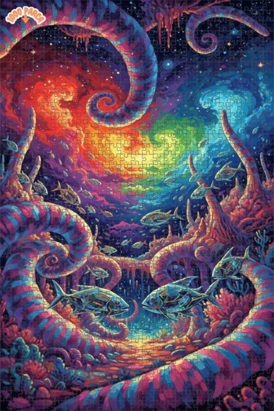 Teona Ahşap لغز خشبي رائع بإطار ذو طابقين بمظهر لوحة زيتية يشبه حلم الغواصة 1...