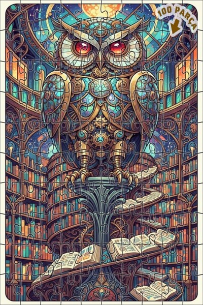 Teona Ahşap لغز خشبي مؤطر بطبقتين على شكل بومة الحكمة الغامضة 100 قطعة 25×25