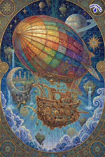 Teona Ahşap لغز خشبي مؤطر بطبقتين من فن يوتوبيا للسفينة الجوية الملونة في الس...