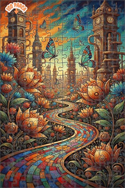 Teona Ahşap لغز خشبي ملون على شكل فراشة ستيمبانك 150 قطعة 20x30