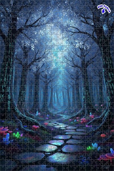 Teona Ahşap لغز خشبي فني رقمي لطريق الغابة الغامضة 600 قطعة 50x35
