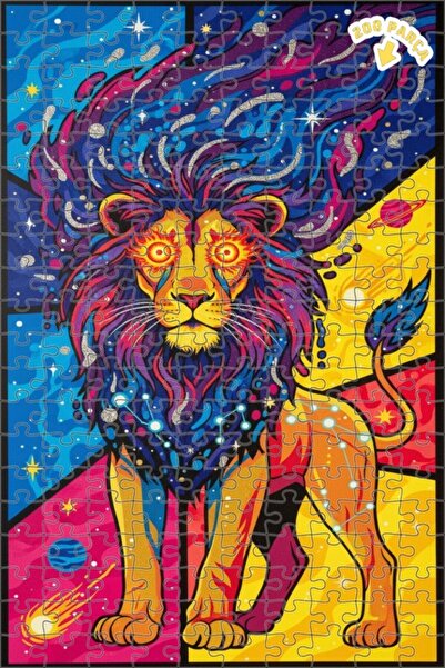 Teona Ahşap Leo Zodiac Galaxy Art Double Layer Framed Wooden Puzzle 200 Piece...