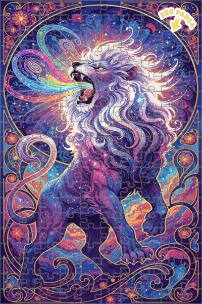 Teona Ahşap لغز خشبي بإطار مزدوج الطبقات بمظهر لوحة زيتية لأسد كوني 200 قطعة ...