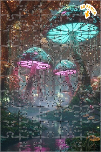 Teona Ahşap لغز خشبي مؤطر بطبقة مزدوجة بطباعة فنية رقمية لغابة الفطر السحرية ...