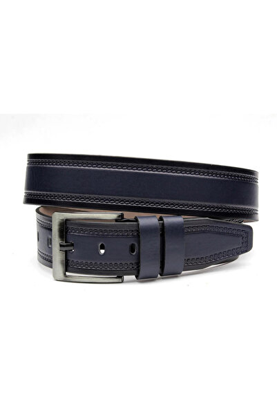 Trendhane حزام جلدي أسود بعرض 4.5 سم مع خياطة مزدوجة - مناسب للجينز والملابس ...