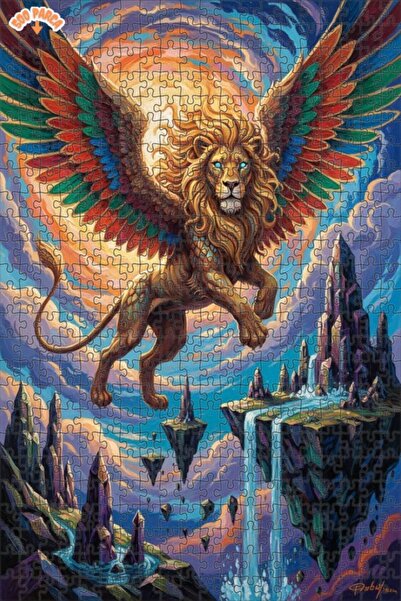 Teona Ahşap لوحة فنية خشبية مؤطرة بطبقتين على شكل أسد مجنح بمظهر لوحة زيتية 5...