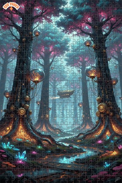 Teona Ahşap لغز خشبي مؤطر بطبقتين من غابة ستيمبانك الغامضة 500 قطعة 50x30