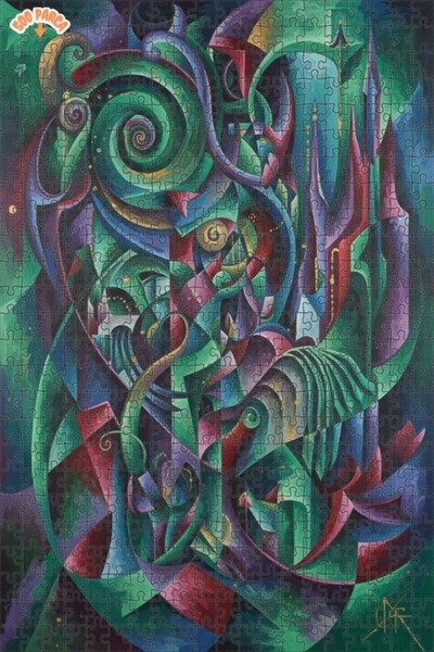 Teona Ahşap لغز خشبي مؤطر بطبقتين بمظهر لوحة زيتية لقصور الغابات الغامضة 500 ...