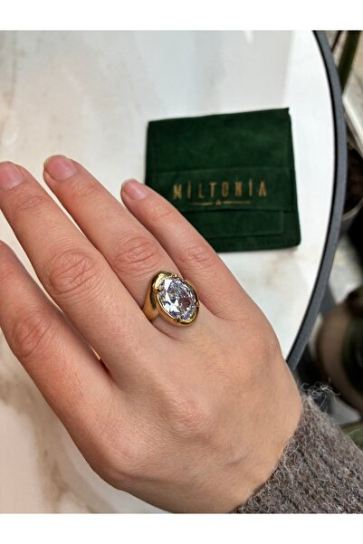 Miltonia Antique Brass Zircon Stone Ring White